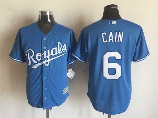 Mens Kansas City Royals 6 Lorenzo Cain Alternate Light Blue 2015 Mlb Cool Base Jersey