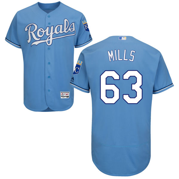 Mens Kansas City Royals 63 Alec Mills Majestic Light Blue 2016 Flexbase Authentic Collection Jersey