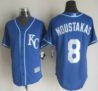 Mens Kansas City Royals 8 Mike Moustakas Alternate Blue Kc 2015 Mlb Cool Base Jersey
