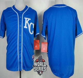 Mens Kansas City Royals Blank Kc Blue Alternate Baseball Jersey With 2015 World Series Patch
