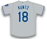 Mens Kansas City Royals Coach 18 Rusty Kuntz Gray Baseball Majestic Jersey