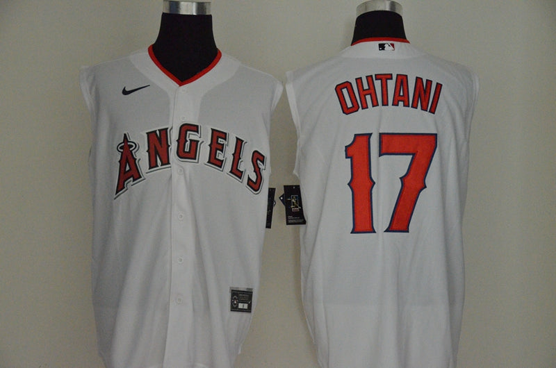 Mens Los Angeles Angels 17 Shohei Ohtani White 2020 Cool And Refreshing Sleeveless Fan Stitched Mlb Nike Jersey