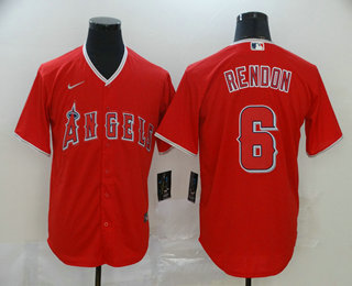 Mens Los Angeles Angels 6 Anthony Rendon Red Stitched Mlb Cool Base Nike Jersey