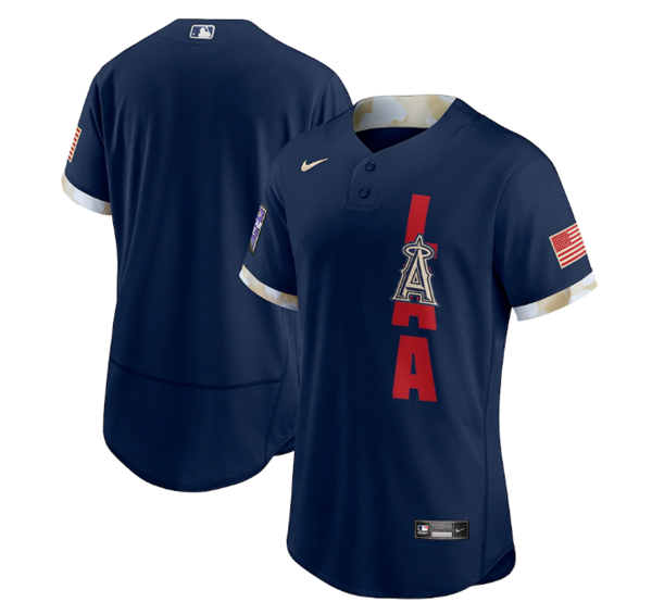Mens Los Angeles Angels Blank 2021 Navy All star Flex Base Stitched Mlb Jersey