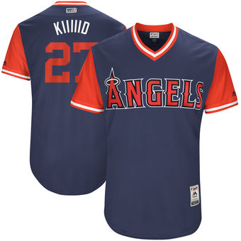 Mens Los Angeles Angels Mike Trout Kiiiiid Majestic Navy 2017 Players Weekend Authentic Jersey