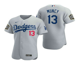 Mens Los Angeles Dodgers 13 Max Muncy Gray 2020 World Series Authentic Flex Nike Jersey