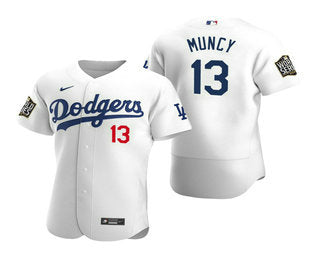 Mens Los Angeles Dodgers 13 Max Muncy White 2020 World Series Authentic Flex Nike Jersey