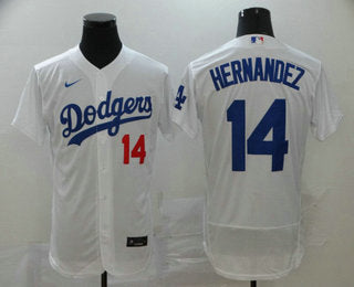Mens Los Angeles Dodgers 14 Enrique Hernandez White Stitched Mlb Flex Base Nike Jersey