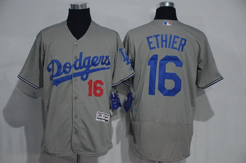 Mens Los Angeles Dodgers 16 Andre Ethier Gray 2016 Flexbase Majestic Baseball Jersey