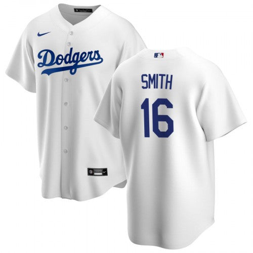 Mens Los Angeles Dodgers 16 Will Smith White Home Baseball Jersey