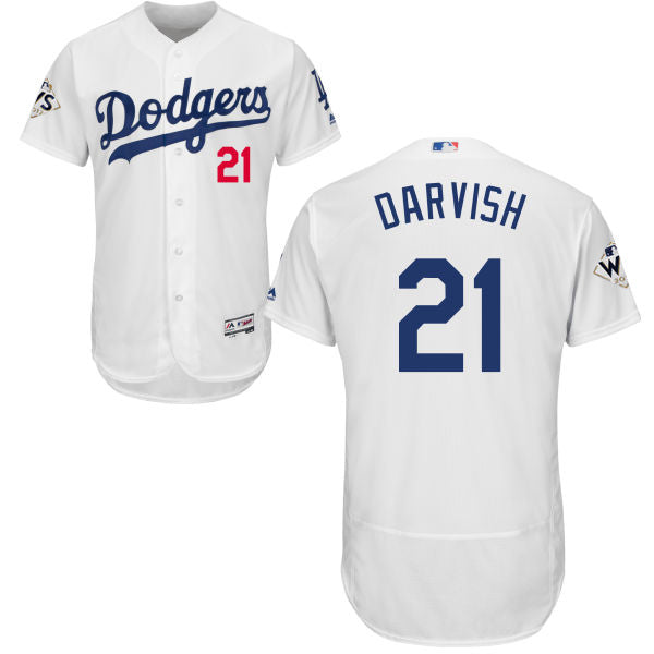 Mens Los Angeles Dodgers 21 Yu Darvish White Flexbase Authentic Collection 2017 World Series Bound Stitched Mlb Jersey