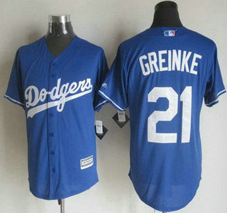 Mens Los Angeles Dodgers 21 Zack Greinke Alternate Blue 2015 Mlb Cool Base Jersey