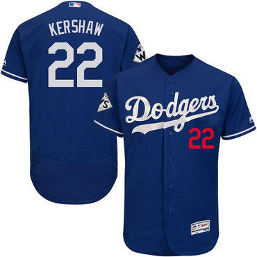 Mens Los Angeles Dodgers 22 Clayton Kershaw Blue Flexbase Authentic Collection 2017 World Series Bound Stitched Mlb Jersey