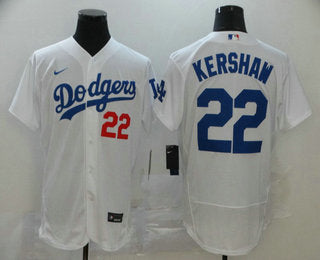 Mens Los Angeles Dodgers 22 Clayton Kershaw White Stitched Mlb Flex Base Nike Jersey