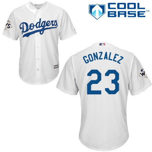 Mens Los Angeles Dodgers 23 Adrian Gonzalez White New Cool Base 2017 World Series Bound Stitched Mlb Jersey