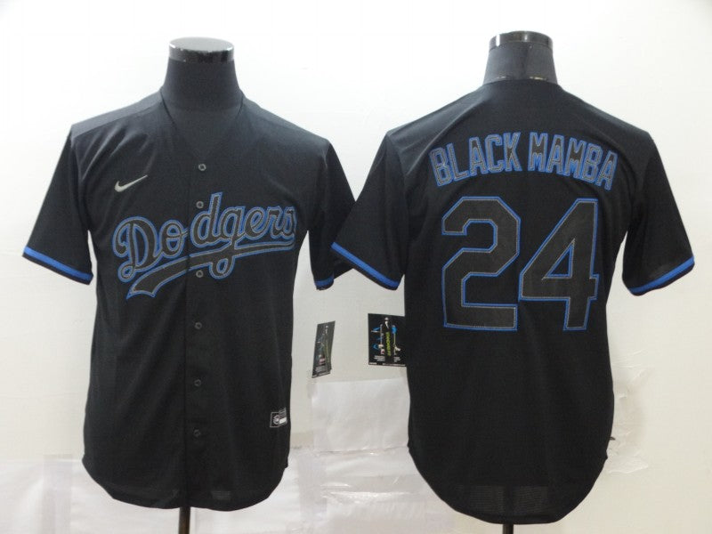 Mens Los Angeles Dodgers 24 Kobe Bryant Black Mamba Lights Out Black Fashion Stitched Mlb Cool Base Nike Jersey