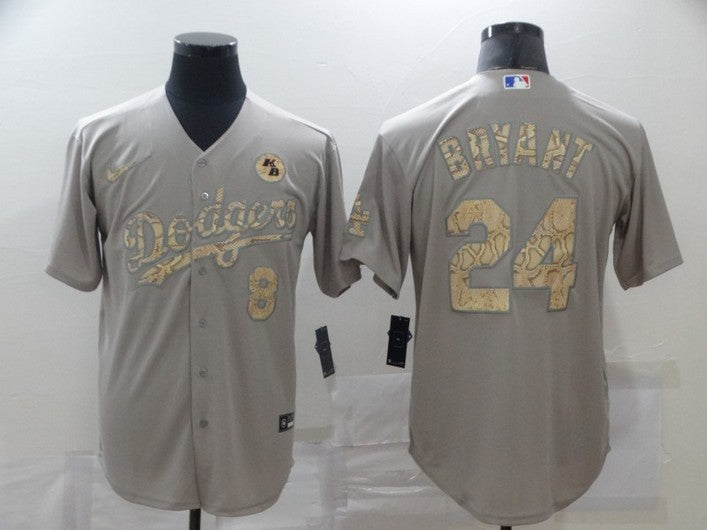 Mens Los Angeles Dodgers 24 Kobe Bryant Grey Fashion Stitched Mlb Cool Base Nike Jersey