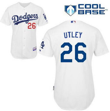 Mens Los Angeles Dodgers 26 Chase Utley Home White Mlb Cool Base Jersey