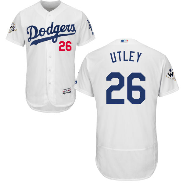 Mens Los Angeles Dodgers 26 Chase Utley White Flexbase Authentic Collection 2017 World Series Bound Stitched Mlb Jersey
