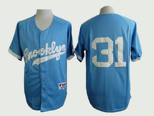 Mens Los Angeles Dodgers 31 Joc Pederson Brooklyn Blue Majestic Jersey