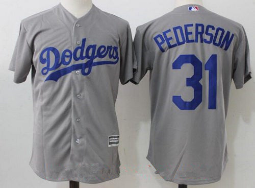 Mens Los Angeles Dodgers 31 Joc Pederson Gray Alternate Stitched Mlb Majestic Flex Base Jersey