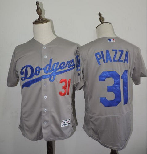 Mens Los Angeles Dodgers 31 Mike Piazza Retir Gray 2016 Flexbase Majestic Baseball Jersey