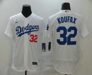 Mens Los Angeles Dodgers 32 Sandy Koufax White Stitched Mlb Flex Base Nike Jersey