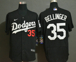 Mens Los Angeles Dodgers 35 Cody Bellinger Black Stitched Mlb Flex Base Nike Jersey