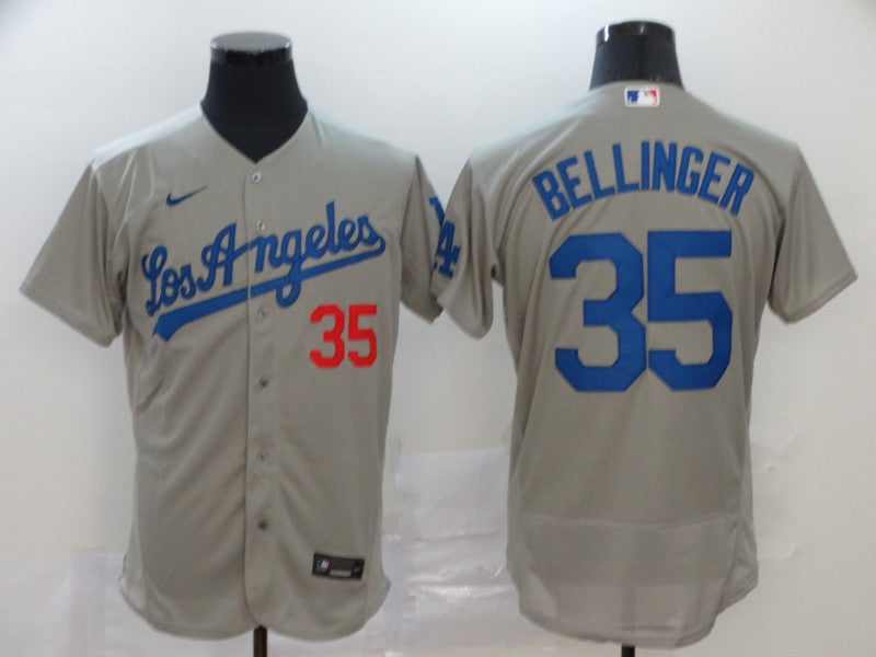 Mens Los Angeles Dodgers 35 Cody Bellinger Gray Stitched Mlb Flex Base Nike Jersey