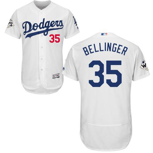 Mens Los Angeles Dodgers 35 Cody Bellinger White Flexbase Authentic Collection 2017 World Series Bound Stitched Mlb Jersey