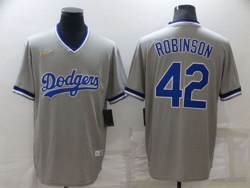 Mens Los Angeles Dodgers 42 Jackie Robinson Grey Cooperstown Collection Stitched Mlb Throwback Nike Jersey