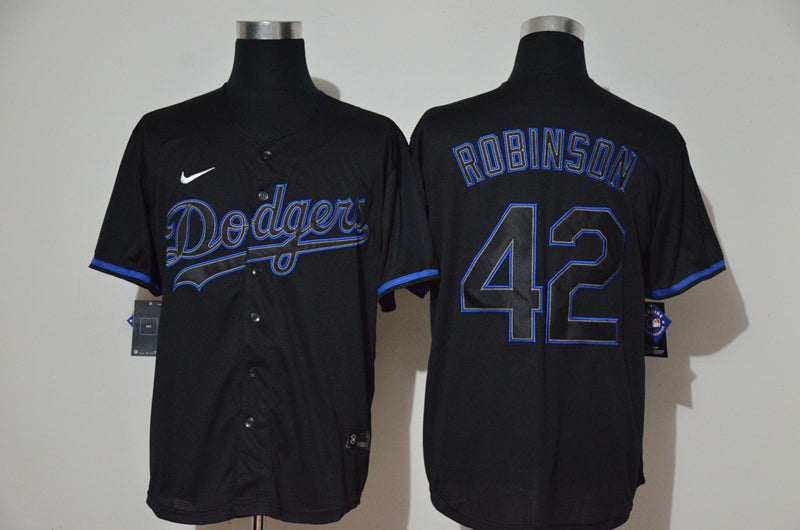 Mens Los Angeles Dodgers 42 Jackie Robinson Lights Out Black Fashion Stitched Mlb Cool Base Nike Jersey