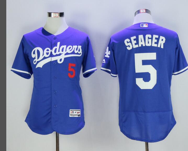 Mens Los Angeles Dodgers 5 Corey Seager Blue Stitched Mlb Flex Base Jersey