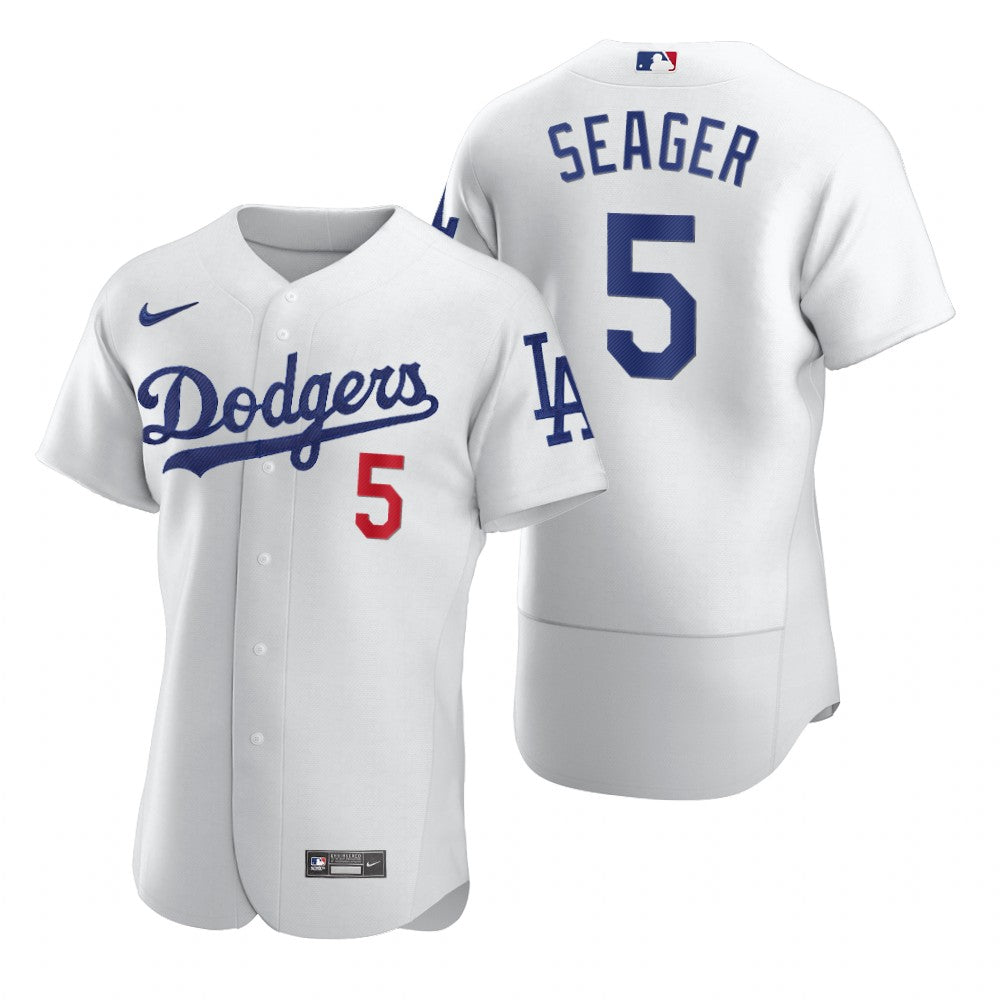 Mens Los Angeles Dodgers 5 Corey Seager Nike White 2020 Mlb Flex Base Jersey