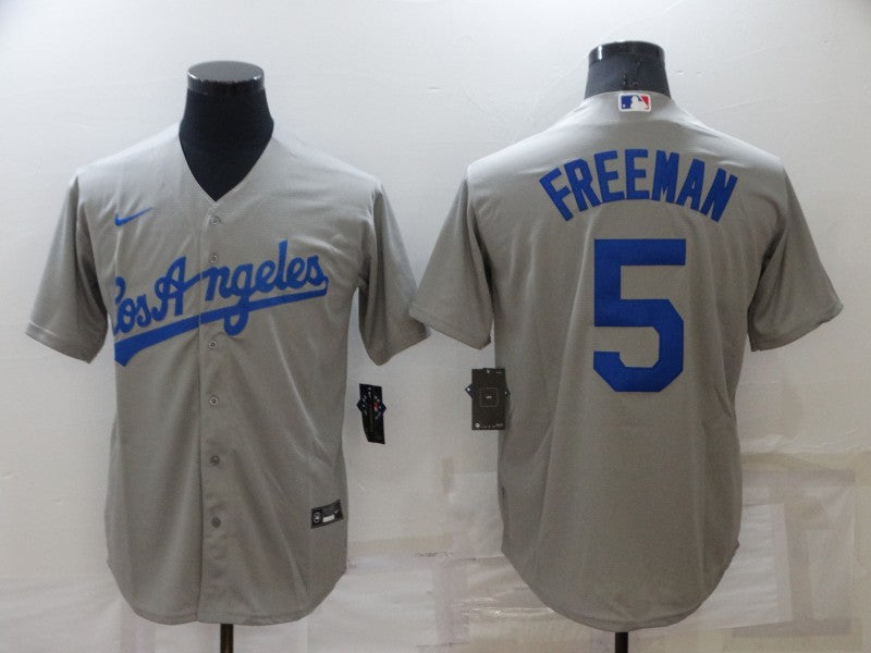Mens Los Angeles Dodgers 5 Freddie Freeman Grey Stitched Mlb Cool Base Nike Jersey
