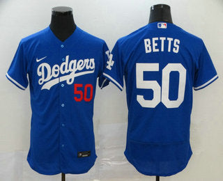 Mens Los Angeles Dodgers 50 Mookie Betts Blue Stitched Mlb Flex Base Nike Jersey