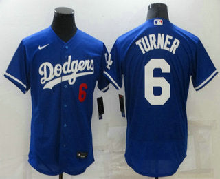 Mens Los Angeles Dodgers 6 Trea Turner Blue Stitched Mlb Flex Base Nike Jersey