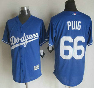 Mens Los Angeles Dodgers 66 Yasiel Puig Alternate Blue 2015 Mlb Cool Base Jersey