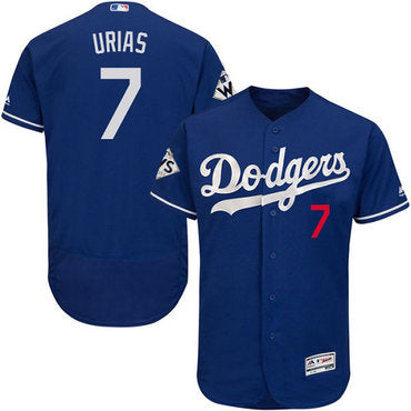 Mens Los Angeles Dodgers 7 Julio Urias Blue Flexbase Authentic Collection 2017 World Series Bound Stitched Mlb Jersey