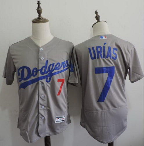 Mens Los Angeles Dodgers 7 Julio Urias Gray 2016 Flexbase Majestic Baseball Jersey