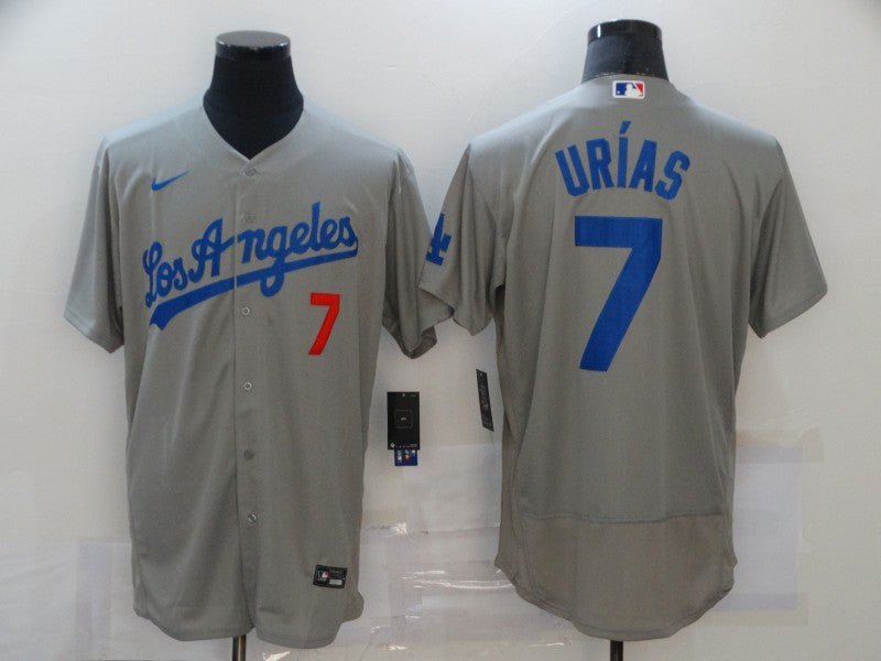 Mens Los Angeles Dodgers 7 Julio Urias Grey Stitched Mlb Cool Base Nike Jersey