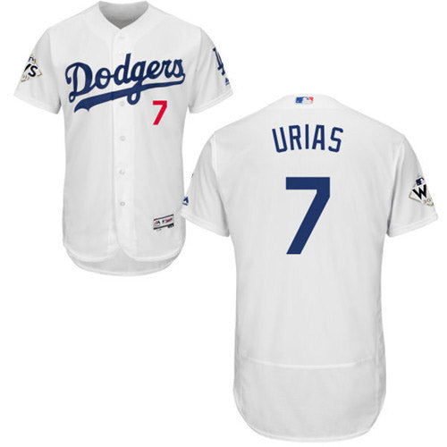 Mens Los Angeles Dodgers 7 Julio Urias White Flexbase Authentic Collection 2017 World Series Bound Stitched Mlb Jersey