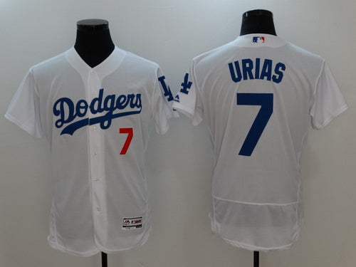 Mens Los Angeles Dodgers 7 Julio Urias White Home Stitched Mlb Majestic Flex Base Jersey