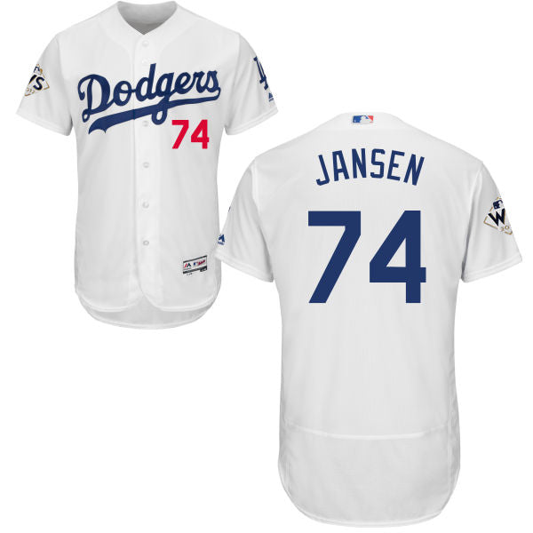 Mens Los Angeles Dodgers 74 Kenley Jansen White Flexbase Authentic Collection 2017 World Series Bound Stitched Mlb Jersey
