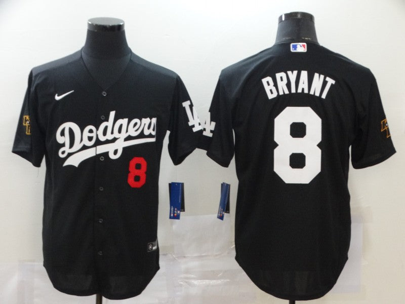 Mens Los Angeles Dodgers 8 Kobe Bryant Black With Kb Patch Stitched Mlb Cool Base Nike Jersey