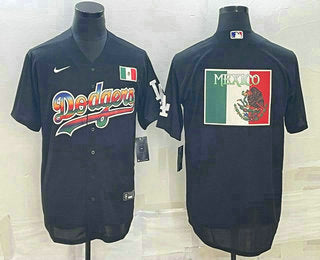 Mens Los Angeles Dodgers Big Logo Black Stitched Mlb Cool Base Nike Fashion Jersey8