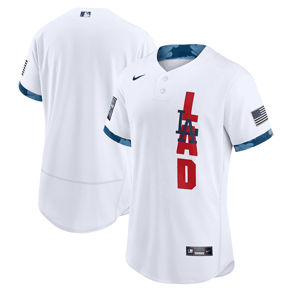 Mens Los Angeles Dodgers Blank 2021 White All star Flex Base Stitched Mlb Jersey
