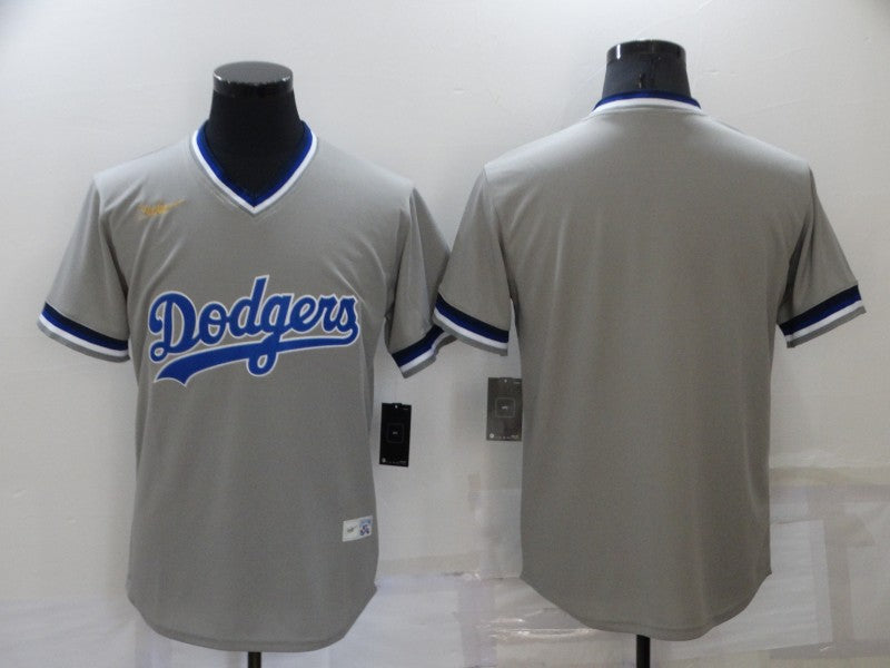 Mens Los Angeles Dodgers Blank Grey Cooperstown Collection Stitched Mlb Throwback Jersey