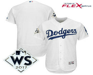 Mens Los Angeles Dodgers Majestic White 2017 World Series Patch Flex Base Team Jersey
