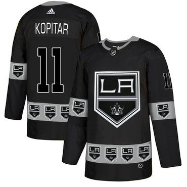 Mens Los Angeles Kings 11 Anze Kopitar Black Team Logos Fashion Adidas Jersey